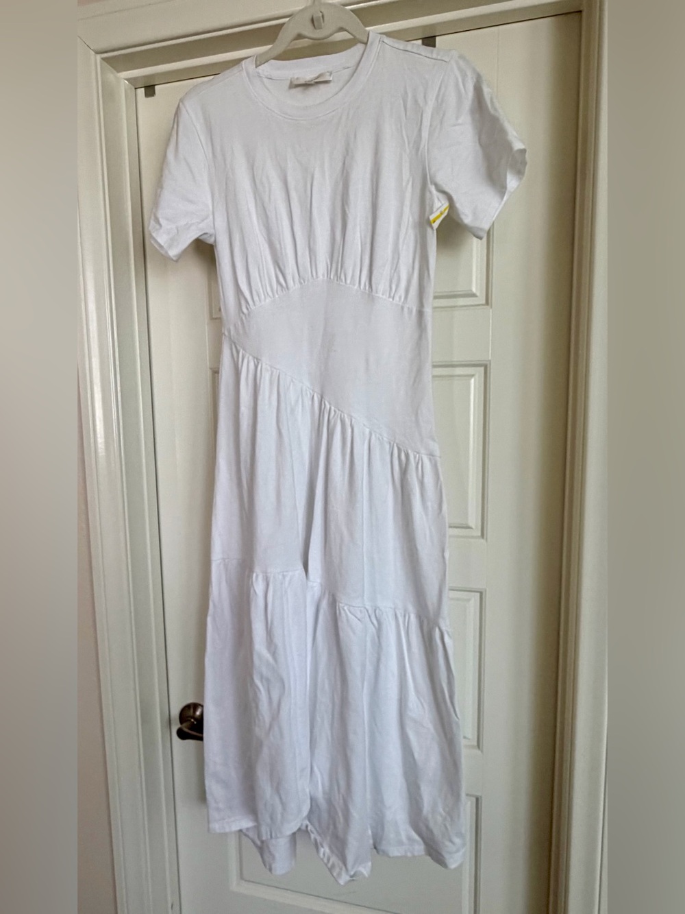 Frame White Asymmetrical Tiered Midi Dress